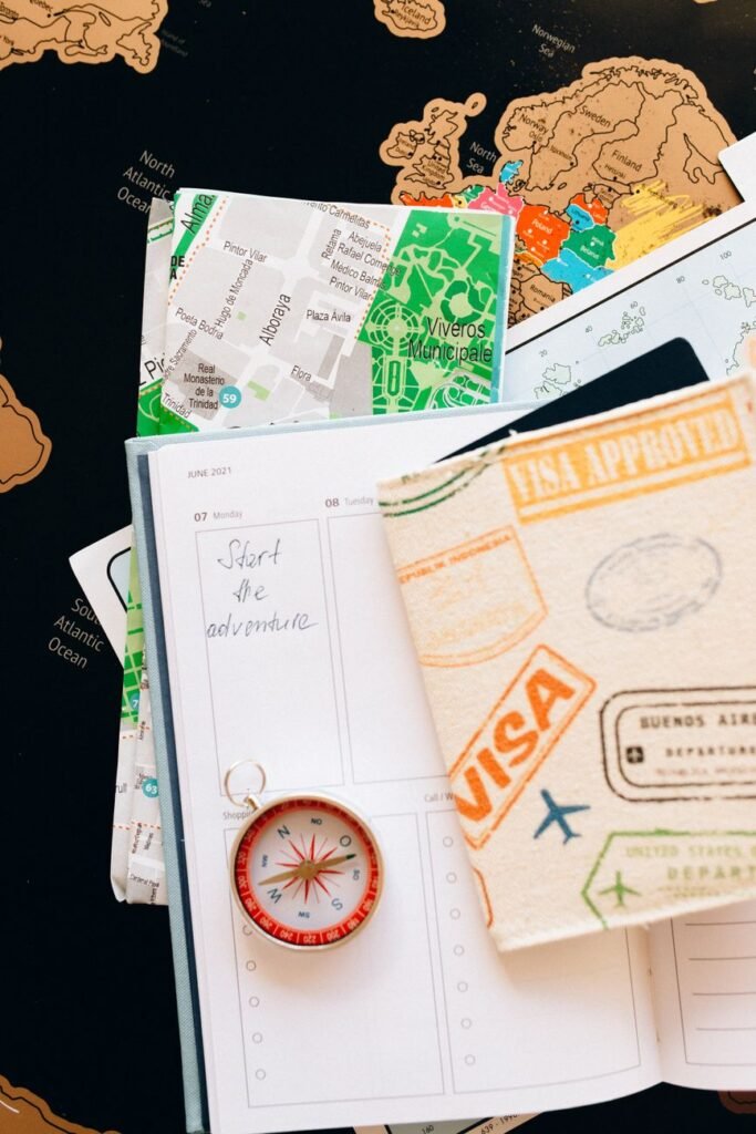 notebook planner with travel planning accessories